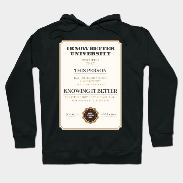 Funny I know it better diploma Hoodie by Vilmos Varga